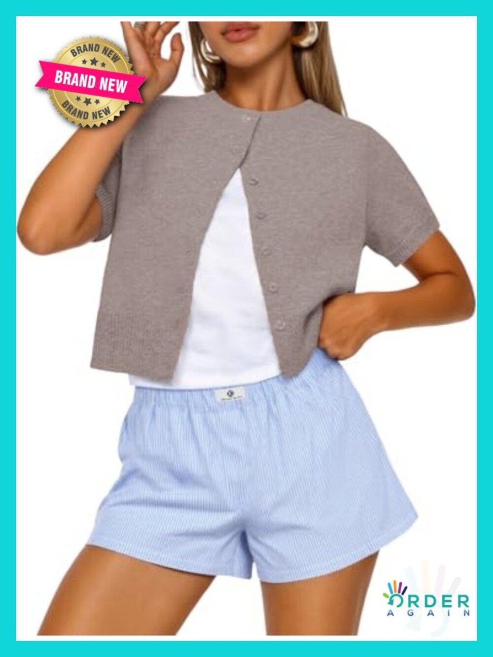 Short Sleeve Cardigan Sweater Women Cropped Button Front Soft Knit Layer